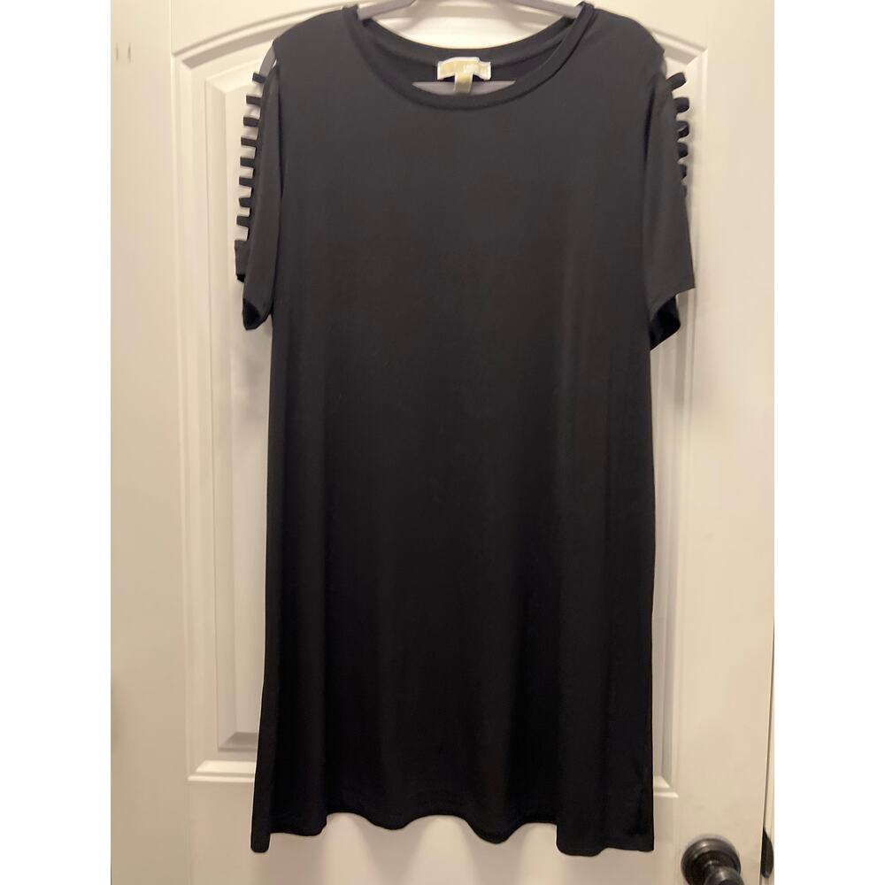 Michael Kors Women’s Cut Out Short Sleeve Stretch Pullover Dress Size 1X Black